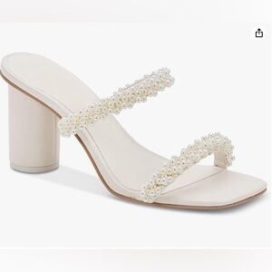 Pearl Strappy Block Heels - Size 10